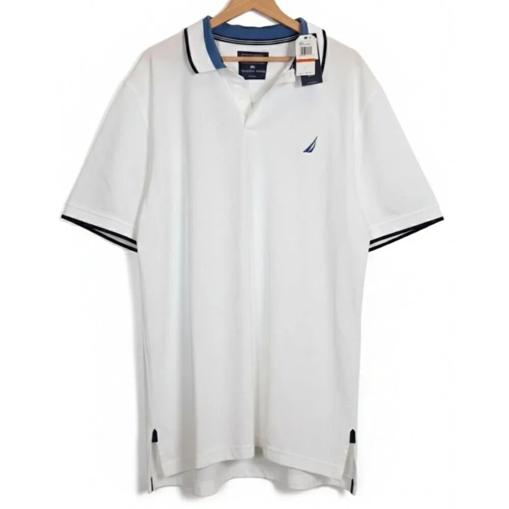 Nautica NAVTECH Men's 3XL White Polo Shirt Shortsleeve stain release